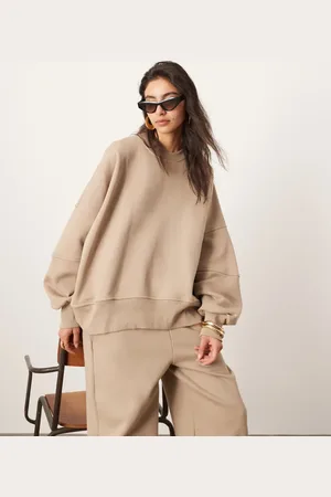 ASOS Sudadera color topo con detalle de costuras de tejido grueso premium de -Marrón