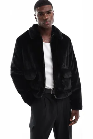 ASOS Chaqueta Harrington negra de piel sintética de