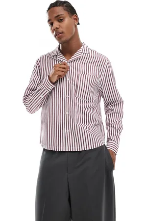 ASOS Camisa y rosa a rayas de corte cuadrado holgado con cuello de solapas de