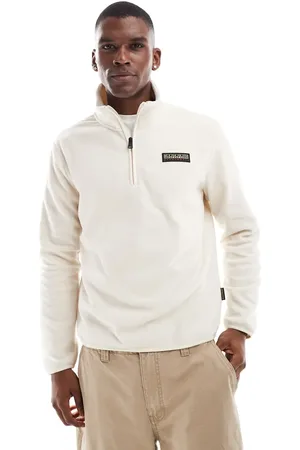 Napapijri Polar blanco hueso con cremallera corta y logo Iaato de