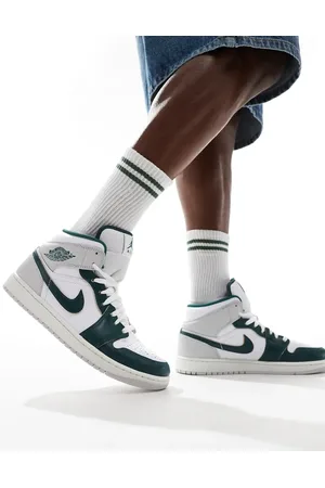 Jordan Zapatillas de deporte blancas, grises y verde oscuro Air 1 Mid de