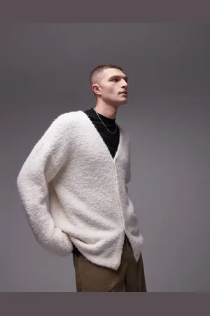 Topman Cárdigan color holgado de bouclé de -Beis neutro