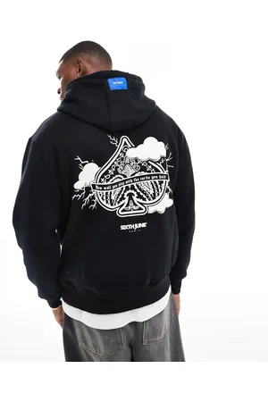 Sixth June Sudadera negra con capucha y motivo estampado de