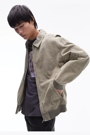 Topman Chaqueta bomber vaquera lavado holgada de -Verde
