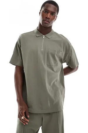 New Look Polo con cremallera corta de piqué de (parte de un conjunto)-Verde
