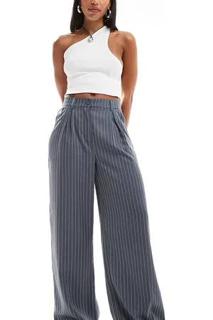 Reclaimed Pantalones de vestir gris carbón de pernera ancha con raya diplomática de
