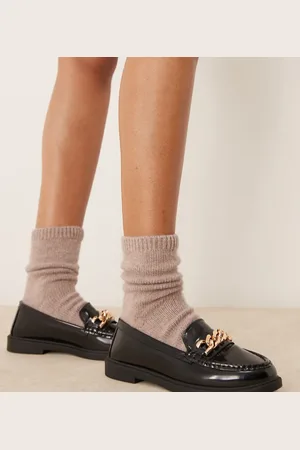 New Look Mocasines negros con suela gruesa y cadena de