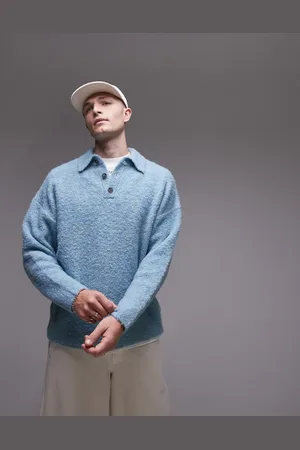 Topman Polo jaspeado extragrande de bouclé de
