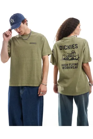Dickies Camiseta verde caqui con estampado trasero gráfico de avión de