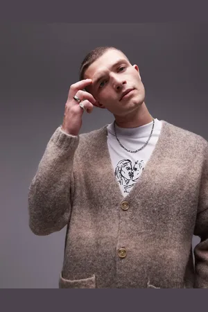Topman Cárdigan color degradado extragrande con acabado cepillado de -Blanco