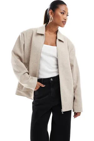 Aria Cove Chaqueta extragrande con cremallera de tejido efecto lana de