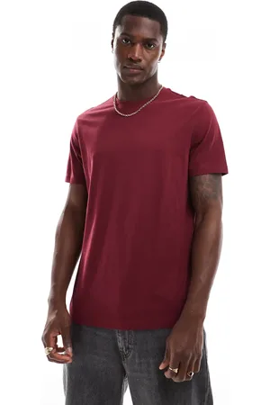New Look Camiseta burdeos oscuro con cuello redondo de -Rojo