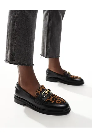 Aldo Mocasines negros con estampado de leopardo de cuero Bissom de