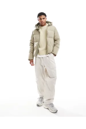 JACK & JONES Chaqueta acolchada beis de corte cuadrado extragrande de -Beis neutro