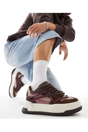 ASOS Zapatillas deportivas marrones multicolores con suela gruesa y detalle de cuerda de