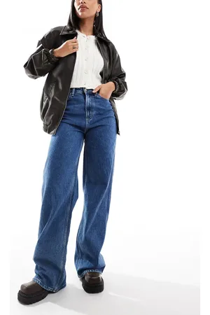 Tommy Hilfiger Vaqueros de talle alto y pernera ancha con lavado medio Claire de -Azul