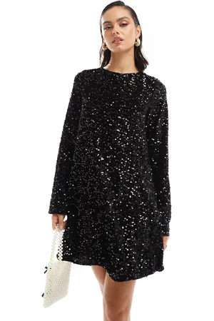 Pieces® Vestido corto con lazada en la espalda de lentejuelas de