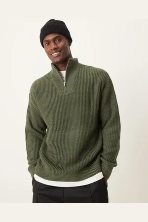 New Look Jersey con cremallera corta de punto inglés de -Verde