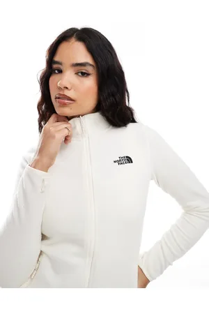 The North Face Polar blanco hueso con cremallera y logo Glacier de