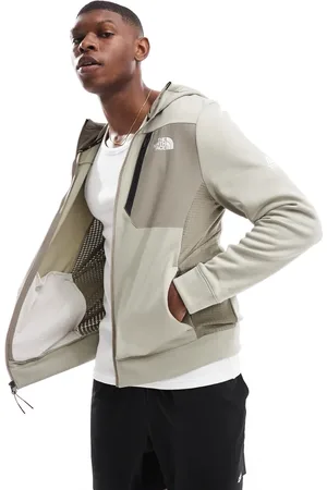 The North Face Sudadera gris con capucha, logo y cremallera Mountain Athletics de