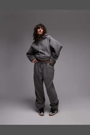Topshop Joggers gris con bajos ajustados de borreguito de (parte de un conjunto)