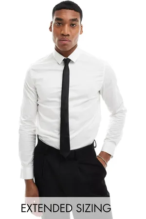 ASOS Camisa de vestir blanca de corte slim de popelina fácil de planchar de