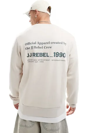 JJ Sudadera beis con cuello redondo y estampado trasero de -Beis neutro