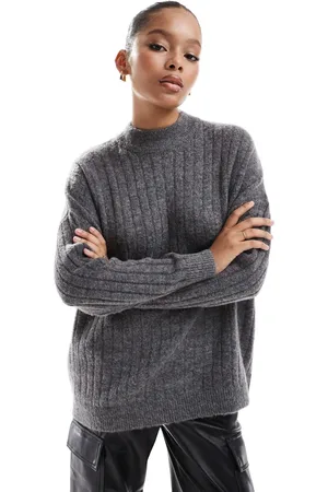 SELECTED Jersey con cuello redondo de mezcla de lana de merino texturizada de Femme