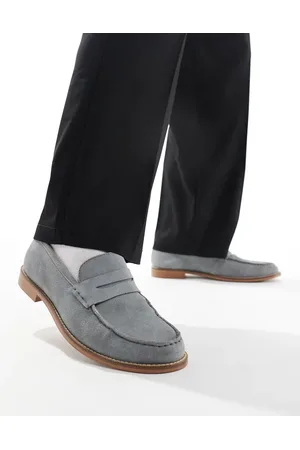 ASOS Mocasines grises de ante con suela natural de -Negro