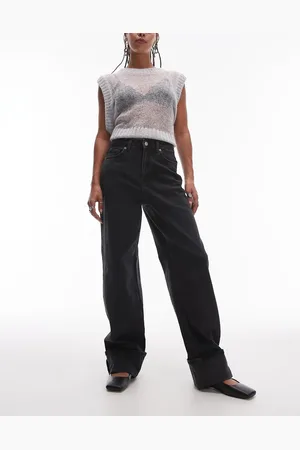 SELECTED Vaqueros de corte ancho con lavado negro de Femme