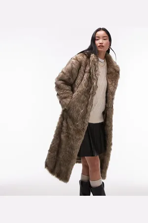 Topshop Abrigo largo de piel sintética de