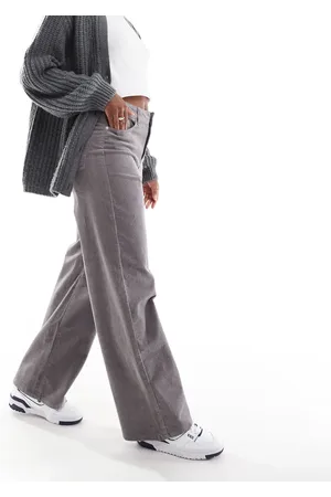 JJXX Pantalones grises de pernera ancha de pana de