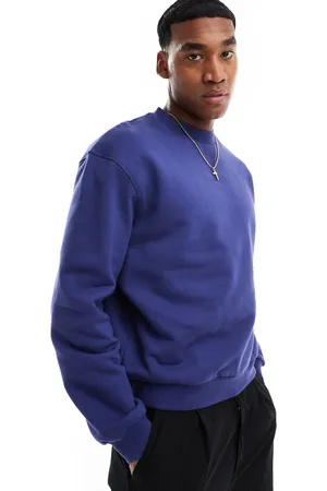 ASOS Sudadera azul de corte cuadrado extragrande de tejido grueso de 400 g/m2 premium de