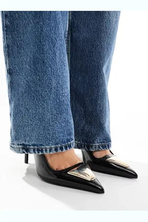 ASOS Zapatos negros destalonados de tacón alto con detalle de bridón Pardon de