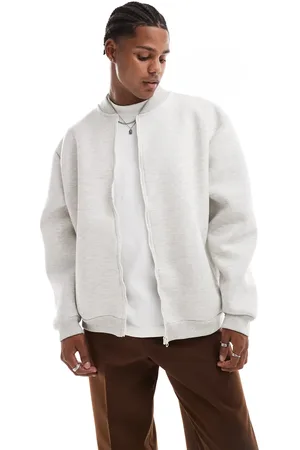 ASOS Chaqueta bomber gris claro jaspeado extragrande de tejido efecto neopreno de -Blanco