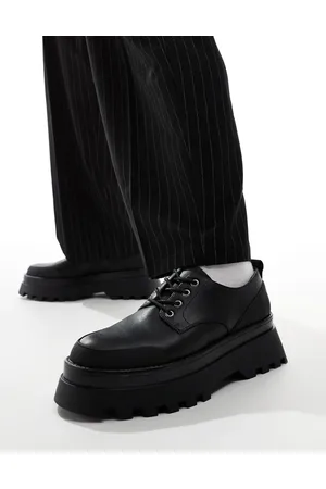 ASOS Zapatos negros con suela gruesa, cordones y detalle de goma de