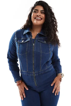 ASOS Mono largo elástico de manga larga de estilo años 70 de ASOS DESIGN Curve