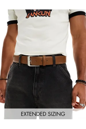 ASOS Cinturón de cuero sintético con hebilla plateada de