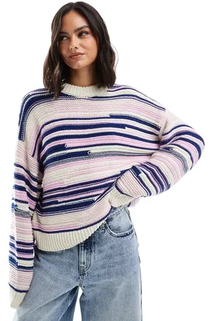Pieces® Jersey a rayas multicolores de punto premium de