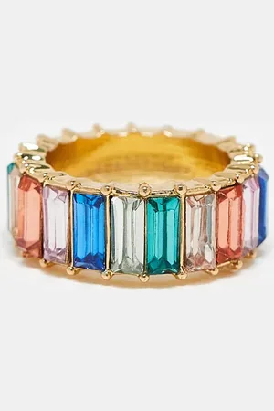 SVNX Anillo con cristales de colores de