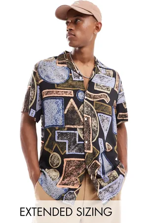 ASOS Camisa holgada con estampado vintage abstracto y cuello de solapas de -Multicolor