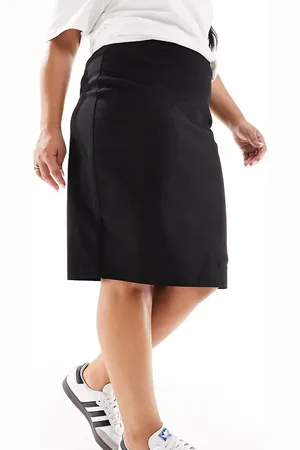 ASOS Falda de sastre negra de talle alto de bengalina de ASOS DESIGN Curve