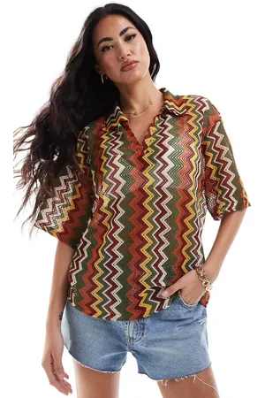 Extro & Vert Camisa a rayas de colores de croché de