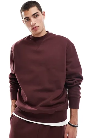 ASOS Sudadera burdeos extragrande de punto grueso de 400 g/m2 premium de -Marrón