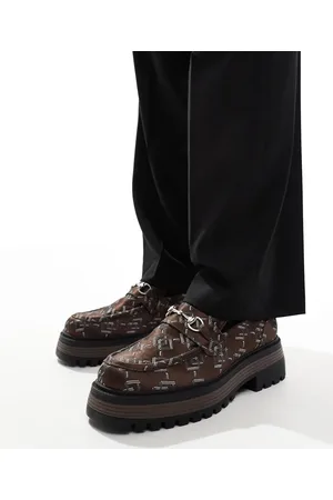 ASOS Mocasines con suela gruesa y diseño de monograma de jacquard de