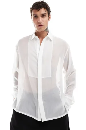 ASOS Camisa blanca extragrande de estilo años 90 con detalle de pechera de
