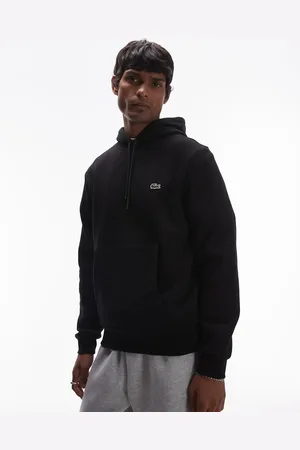 Lacoste Sudadera negra sin cierres con capucha de