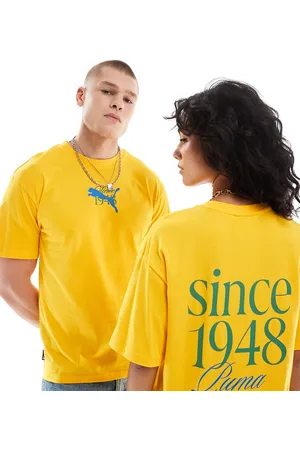 PUMA Camiseta amarilla y verde con estampado trasero de texto Terrace de -Amarillo