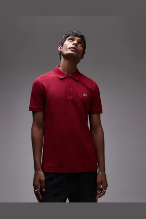 Lacoste Polo burdeos de corte slim con logo de piqué de