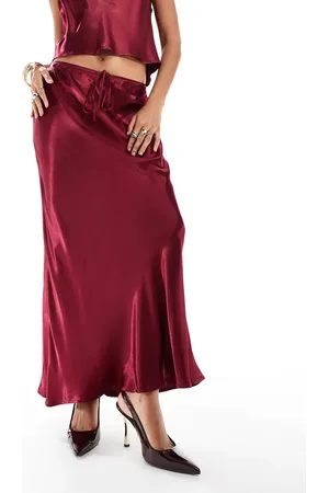 ASOS Falda larga roja de corte al bies con detalle de cordón ajustable de (parte de un conjunto)
